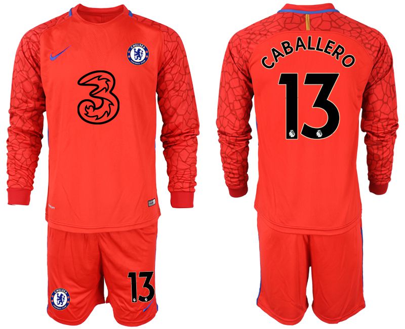 Men 2020-2021 club Chelsea red goalkeeper long sleeve #13 Soccer Jerseys1->chelsea jersey->Soccer Club Jersey